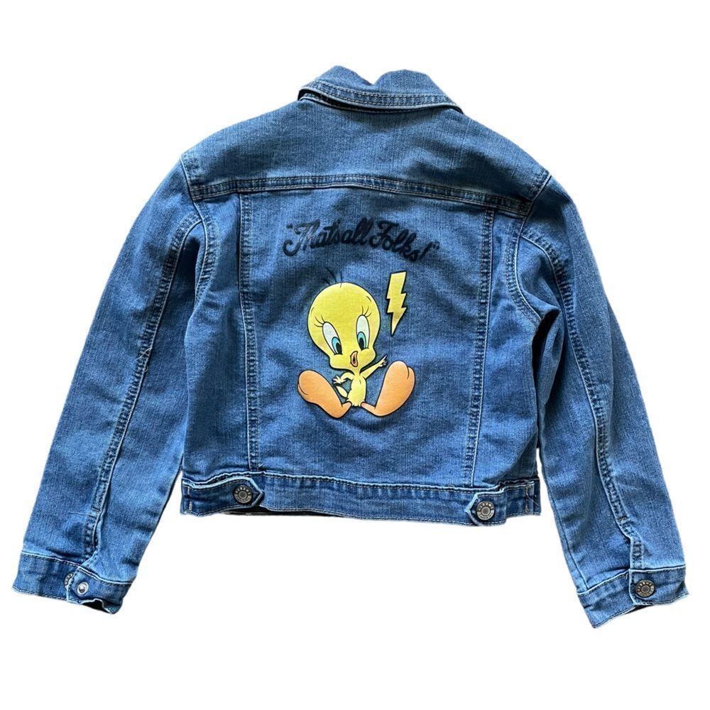 LOONEY TUNES Tweety Bird Jean JacketโGirl'sโSizeโSmall